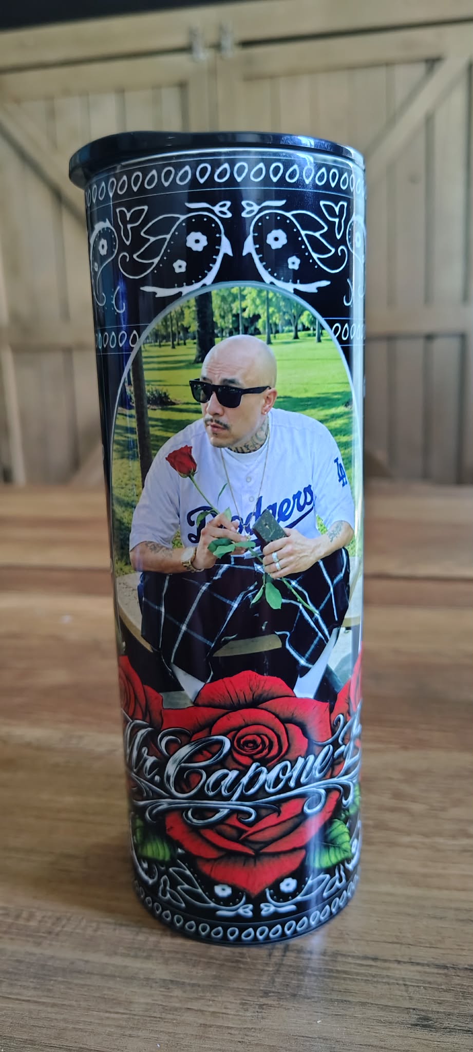 20 oz Stainless Steel Black Bandana tumbler