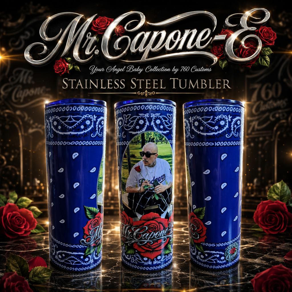 20 oz Stainless Steel Blue Bandana tumbler